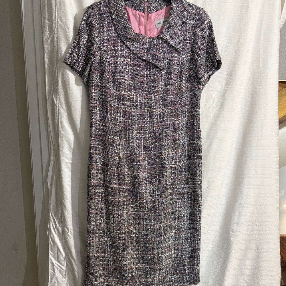 Sharon Young Tweed Dress in Black and Pink B101